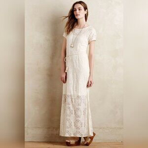 Anthropologie | Lilka Bellflower Cream Lace Maxi Dress, Sz. M